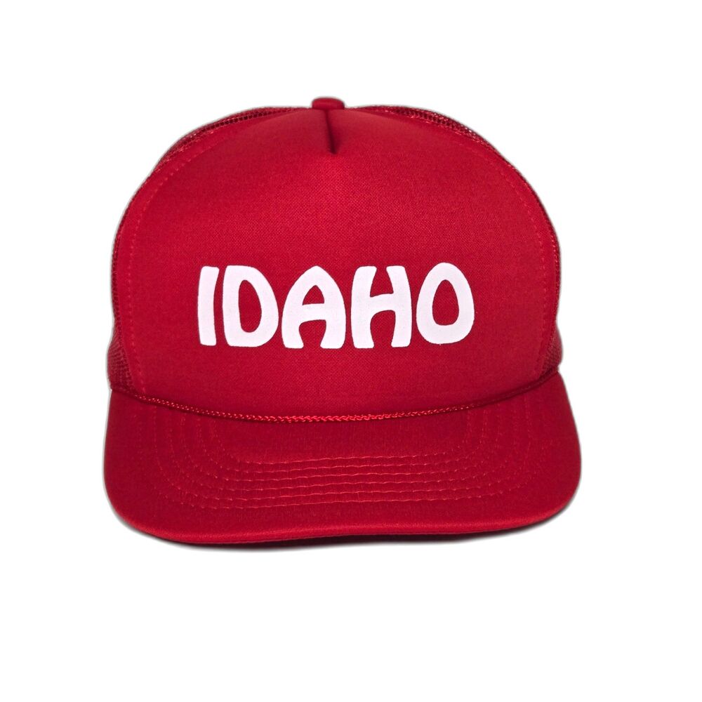 Vintage Idaho Trucker Hat | Adjustable Snapback | Red Foam Mesh Souvenir Cap